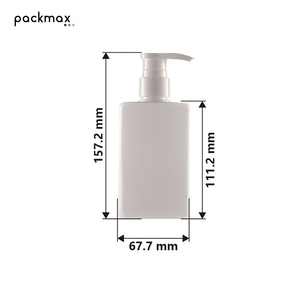 Bouteille pompe carrée blanche en PET de 300 ml pour lotion corporelle, shampoing, gel douche pour hommes - Contenant cosmétique rechargeable en gros - Product Image 2