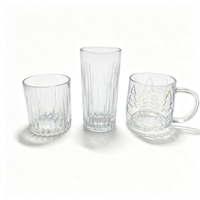 Ensemble de 3 tasses en verre texturé irisé, gobelets à nervures verticales, mug en verre gaufré avec motif d'arbre de Noël pour les boissons chaudes, cadeau