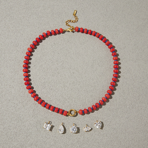Collana J&D Jewelry in oro 18 carati con perline verdi <span class=keywords><strong>acquamarina</strong></span>, pendente a goccia con zircone, catena regolabile, impermeabile, gioiello di tendenza. - Product Image 5