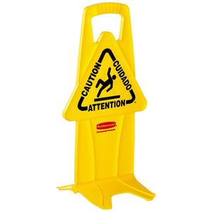 Segnale di Attenzione Rubbermaid con Base, Giallo, Multilingue, Segnale di Sicurezza per Pavimento - Product Image 1