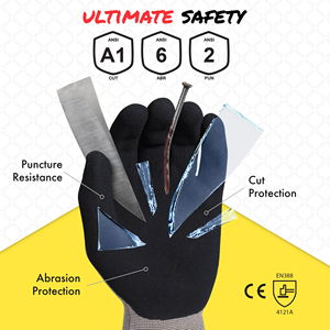 Gants de travail personnalisés résistants à l'usure, enduits de nitrile, antidérapants, durables, en latex, pour les travaux ménagers, la sécurité au travail - Product Image 4