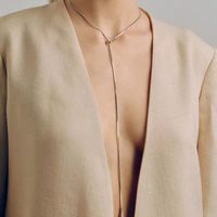 Collier élégant long en Y plaqué or 18 carats en acier inoxydable avec pendentif goutte d'eau réglable par cordon, prêt pour la vente en gros