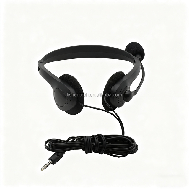 Factory Customized Logo Wired Stereo Cheap Headphone 3.5MM Plug Headset With Microphone for Business Aviation Airline School