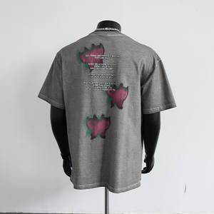 Camiseta de Manga Corta para <span class=keywords><strong>Hombre</strong></span>, Estilo Americano, Marca Moderna, Corte Holgado, Lavada, con Estampado de Letras Vintage, Transpirable, A25AFY3695 - Product Image 2