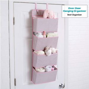 Waterproof Stylish 3 Pockets Foldable Cotton Linen Fabric Over the Door Hanging Organizer Storage Bag <b>Wall</b> Door Closet <b>Shelves</b> - Product Image 5
