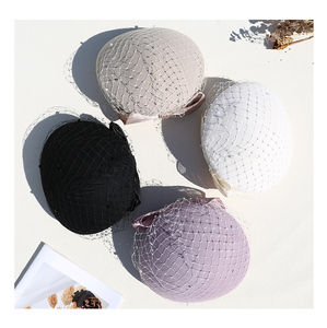 หมวกเบเร่ต์ประดับลูกปัดสีน้ำตาลสำหรับผู้หญิงหมวกเบเร่ต์สีม่วงหมวกเบเร่ต์สำหรับใส่ในโบสถ์สำหรับผู้หญิงดีไซน์ใหม่ - Product Image 3