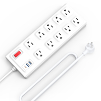 Vastfafa Nueva Tendencia 15A 125V Protector de Sobretensión Inteligente con 10 Tomas de Corriente, Enchufe Estadounidense, Regleta de Alimentación USB, Material ABS+PC, Tecnología SDK/NFC