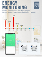 Prise murale intelligente Smartdust WIF EU 220V avec panneau en verre, surveillance de la consommation d'énergie, double/triple prises intelligentes, USB Type-C, programmation de l'horloge, compatible