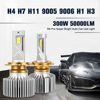 2023 Auto R8 pro led ampoule de phare 50000lm 300w H13 H1 H7 9005 9006 H11 voiture Led ampoule H4 Led phare