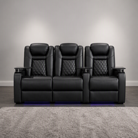 Fauteuil inclinable électrique moderne de luxe en cuir véritable avec pieds en métal, mousse à mémoire de forme et éclairage LED pour home cinéma