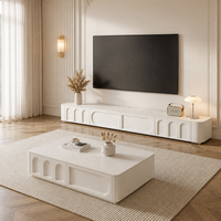 Meuble TV sur pied blanc de style italien, meuble de divertissement, table de salon, meuble TV de luxe en bois