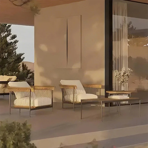 Ensemble de canapés de jardin en aluminium tressé avec table basse pour l'extérieur - Product Image 2