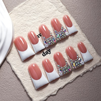 Faux ongles à presser Y2K, forme bec de canard évasée, personnalisés pour les fêtes, faits main, vente en gros, offre spéciale