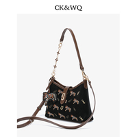 Sac à bandoulière Hobo en PU à motif géométrique avec fermeture éclair pour femme – Collection 2026