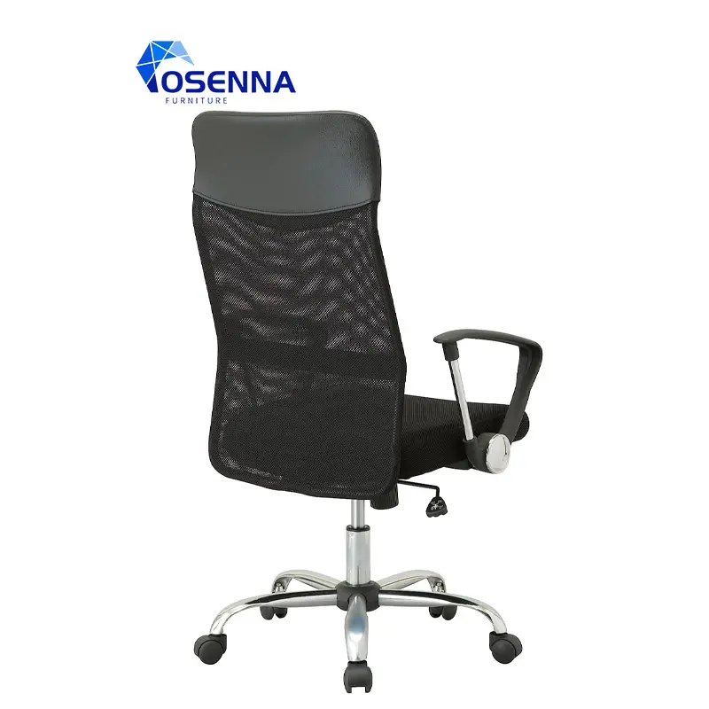 Toptan ucuz sabit kolçaklar döner kaldırma büro sandalyeleri ile ergonomik gri siyah örgü deri sırt