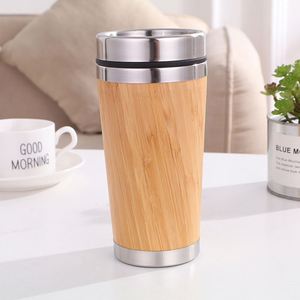 Customize 450Ml Double Wall Stainless Steel Travel Coffee Vacuum <b>Insulated</b> Bamboo Mug <b>Cup</b> - Product Image 2