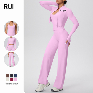 RUIQUWIN Women's 3 Piece <b>Yoga</b> Set Running Tank Top Casual Zip <b>Jacket</b> High Waist Leggings Breathable Quick Dry Fitness Sportswear - Product Image 1