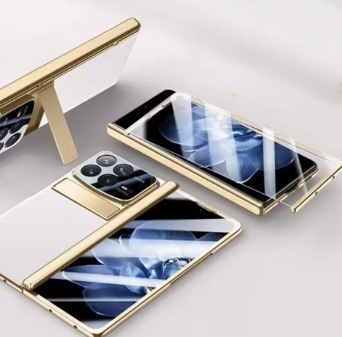 2024 Handmade Genuine Leather Protective Cover Case for Xiaomi Fold 4 Smartphone Full-grain Leather Case