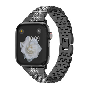 Nueva Correa <span class=keywords><strong>de</strong></span> Reloj <span class=keywords><strong>de</strong></span> Diseño <span class=keywords><strong>de</strong></span> 46 mm, Dorada y Negra, con Cadena y Diamantes, con Caja, para <span class=keywords><strong>Apple</strong></span> Serie 11 - Product Image 6