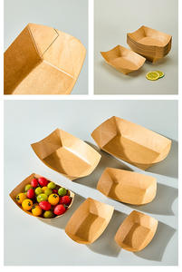 Cajas de Embalaje para Llevar Comida, Desechables, Ecológicas, Hechas con Materiales Reciclados, para Hamburguesas y Papas Fritas, de Papel Kraft, en Forma de Barco, con Tapa Abierta - Product Image 3