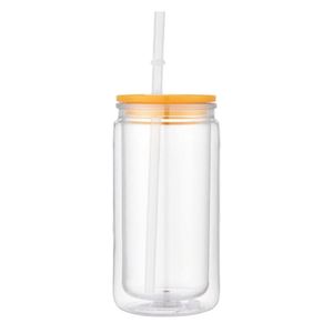 Vaso de Plástico de Doble Pared de 16 oz al por Mayor, Ecológico, Tipo Mason Jar, Transparente, Personalizable, con Pajita - Product Image 6