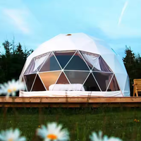Kit de tente d'exposition de dôme géodésique pour hôtel de luxe Igloo House Glamping en plein air de 7m avec salle de bain