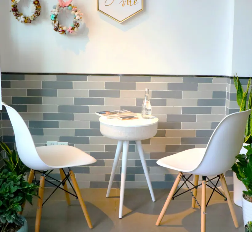 Altavoz portátil para mesa de té y café, mueble musical inteligente blanco, redondo, a la moda, con Bluetooth