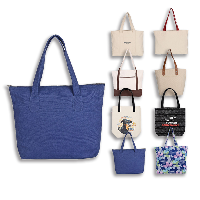 High King Wholesale Custom Reusable Canvas Shopping Bag Tote Bag With Zip