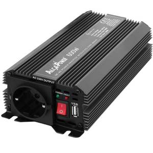 อินเวอร์เตอร์ Alcapower 600W DC เป็น AC แบบ Modified Sine Wave แรงดันไฟฟ้าเข้า 24V แรงดันไฟฟ้าออก 230V สำหรับยานยนต์ ระบบเฟสเดียว 50Hz - Product Image 1