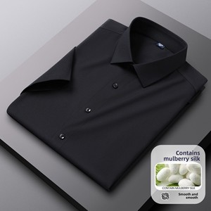 Camicia Casual da Uomo a Maniche Corte in Seta di Gelso e Modal con Colletto Quadrato, Ideale per L'Estate e il Lavoro, Prezzo di Fabbrica, MOQ Basso - Product Image 2