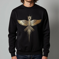 Sweat-shirt à capuche en coton 100% avec logo personnalisé brodé, col rond, sweat-shirt noir pour homme, imprimé, streetwear décontracté, pull-over