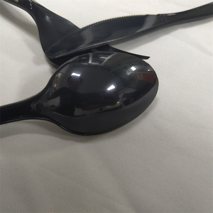 Customized Wrapped Disposable Manufacturer 6 9 Inch Plastic Black Ceviche Children Plastic Cutlery Set Spoon And Fork For Party
