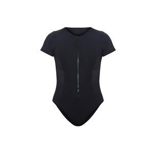 Traje de baño de una pieza con cremallera de manga corta personalizable para mujer, ropa de playa con estampado de tela elástica de alta calidad, estilo deportivo Sexy - Product Image 6
