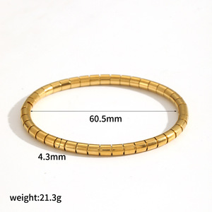 Geometric Bamboo Joint Stainless Steel <b>Bracelet</b> 18k Gold Plated Titanium Steel Women's Fashion <b>Bangle</b> - Product Image 4