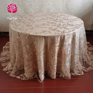 Toalha de mesa para casamento, toalha de mesa para festas, chiffon bordado redondo, toalha de mesa champanhe, ideal para venda em 2022
