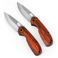 Petit couteau de poche en acier inoxydable, logo gravé au laser personnalisé, manche entièrement en bois, couteau pliant EDC, cadeau DIY, camping