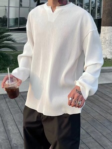 Camiseta de manga larga para hombre personalizada al por mayor, tela de gofre de inspiración clásica, diseño en blanco, tejido de ganchillo, leopardo Formal - Product Image 6