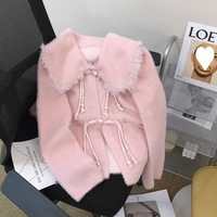 Las prendas de punto más vendidas para mujer abrigo de cuello alto de Color sólido botón con cordón bonito abrigo de Cachemira de manga larga para mujer