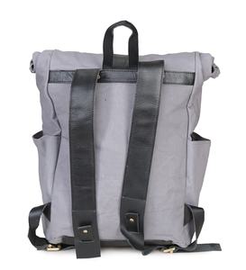 Sac à dos en cuir véritable et toile cirée, à roulettes - Product Image 3