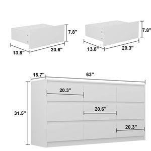 Comò Moderno Europeo Minimalista Bianco a 9 Cassetti in Legno con Design a <span class=keywords><strong>Filo</strong></span> <span class=keywords><strong>Muro</strong></span> per Camera da Letto e Soggiorno - Per Rivenditori - Product Image 3