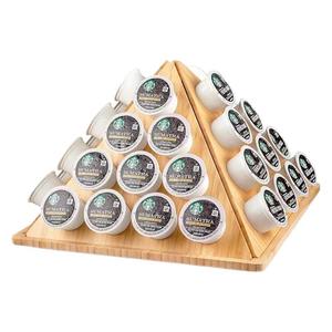 Bamboo <b>Coffee</b> <b>Pod</b> <b>Storage</b> Rack Rotating Triangular Wooden Organizer For Desktop Use 4 Layers Customizable Size - Product Image 5