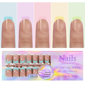 Extensiones de <span class=keywords><strong>uñas</strong></span> Color desnudo Prensa corta en diseño de <span class=keywords><strong>uñas</strong></span> Punta francesa Cubierta completa <span class=keywords><strong>Uñas</strong></span> postizas acrílicas - Product Image 2