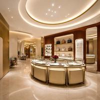 Vitrines de présentation de bijoux modernes et luxueuses sur mesure avec vitrines en verre éclairées par LED, design écologique pour les boutiques de bijoux haut de gamme et les centres commerciaux