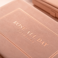 Boîte magnétique en velours personnalisée pour bijoux, couleur rose poudré, avec porte-cartes NFC or rose, pour marque de luxe féminine, faible MOQ