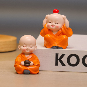 Cute Little Monk Resin <b>Statue</b> Set For Home Office Desk Decoration Artistic Craft Gift - Product Image 3