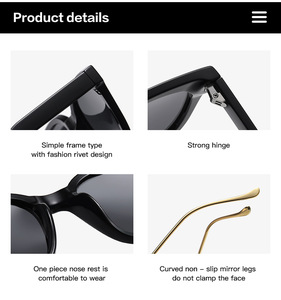 Nouvelle mode coréenne, lunettes de soleil rétro de luxe pour hommes, lunettes de soleil carrées polarisées avec logo personnalisé, lunettes de soleil semi-métalliques pour femmes - Product Image 3