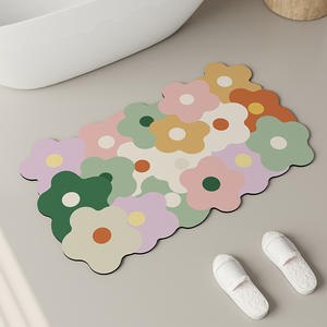 YOULTTAN Diseño moderno Baño Flor <span class=keywords><strong>Diatomea</strong></span> Barro Alfombra suave decorada con alfombrilla absorbente antideslizante para pies - Product Image 4