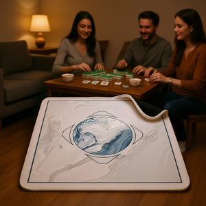 Tapete de Mahjong con Diseño Oceánico, Antideslizante, de Microfibra, Cuadrado, Accesorio de Juego para 4 Jugadores, Recreación Interior, China - Product Image 2