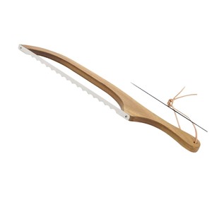 Wooden <b>Bread</b> <b>Knife</b> Bow Shape 12 In Polished Blade Slicer For Baguette Toast Sandwich - Product Image 5