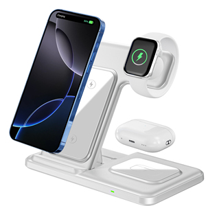 Kablosuz Şarj İstasyonu Manyetik Hızlı Şarj Katlanabilir 3'ü 1 Arada Şarj Standı iPhone, Akıllı Saat ve AirPods için - Product Image 2